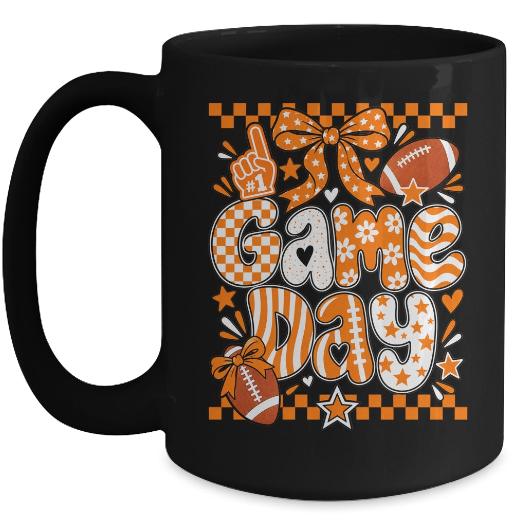 Preppy Game Day Football Girly Bow Team Spirit Girls Orange Mug | siriusteestore