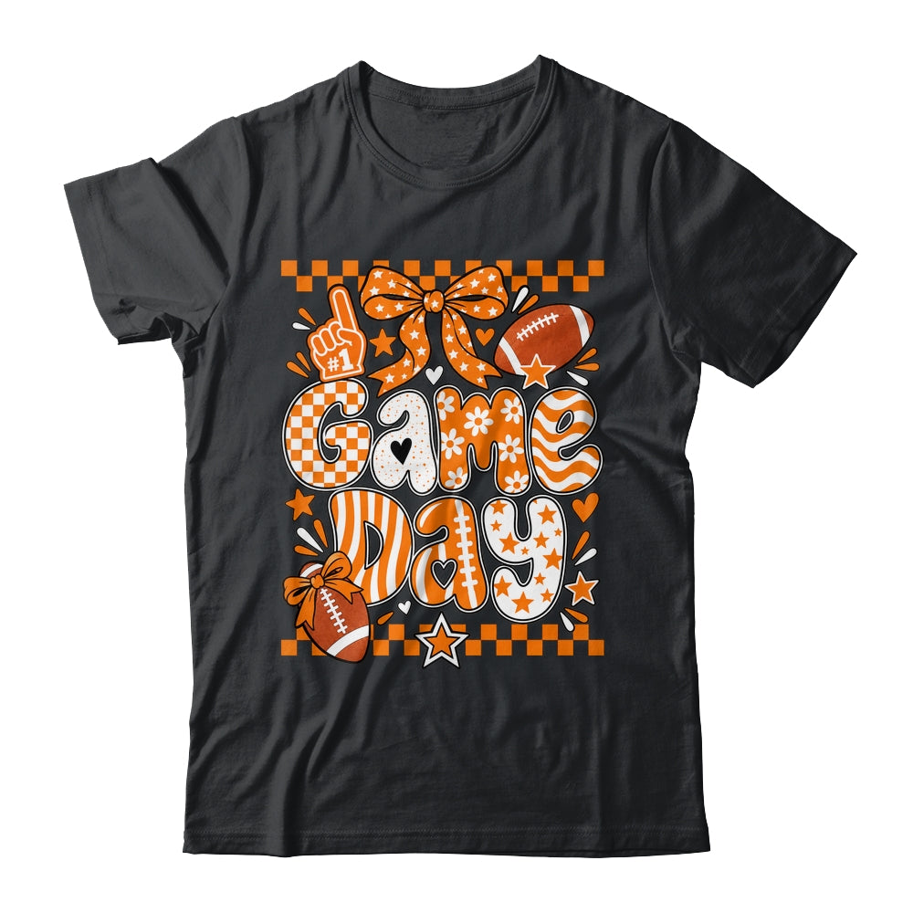 Preppy Game Day Football Girly Bow Team Spirit Girls Orange Shirt & Hoodie | siriusteestore
