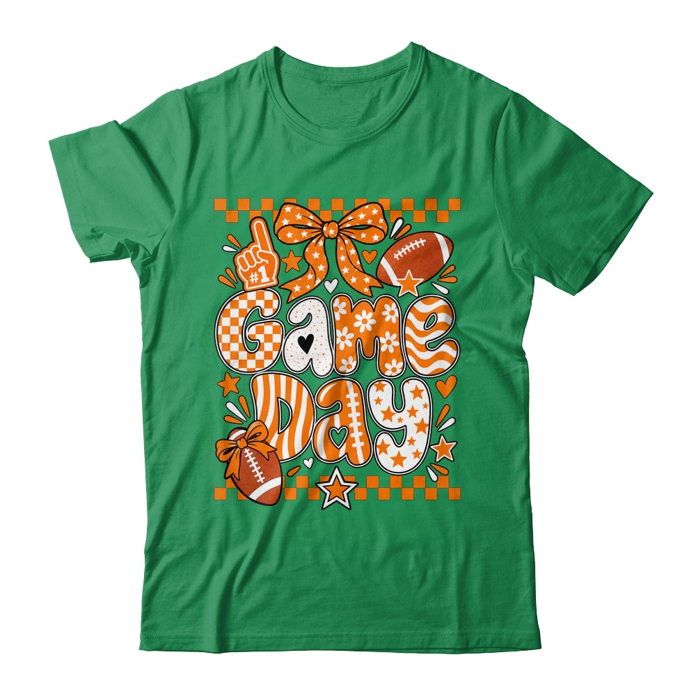 Preppy Game Day Football Girly Bow Team Spirit Girls Orange Shirt & Hoodie | siriusteestore
