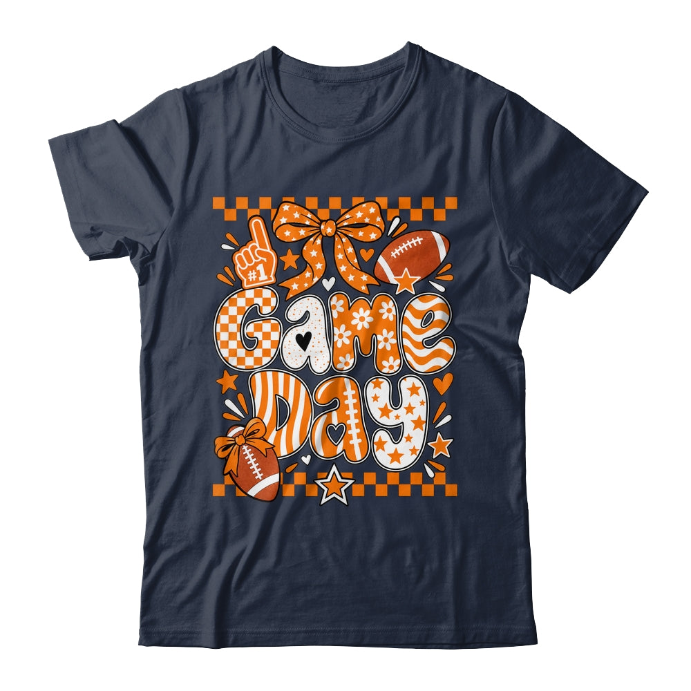 Preppy Game Day Football Girly Bow Team Spirit Girls Orange Shirt & Hoodie | siriusteestore