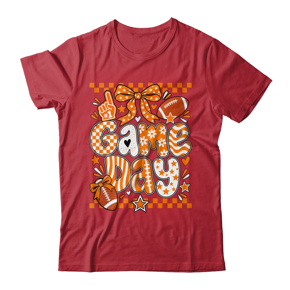 Preppy Game Day Football Girly Bow Team Spirit Girls Orange Shirt & Hoodie | siriusteestore