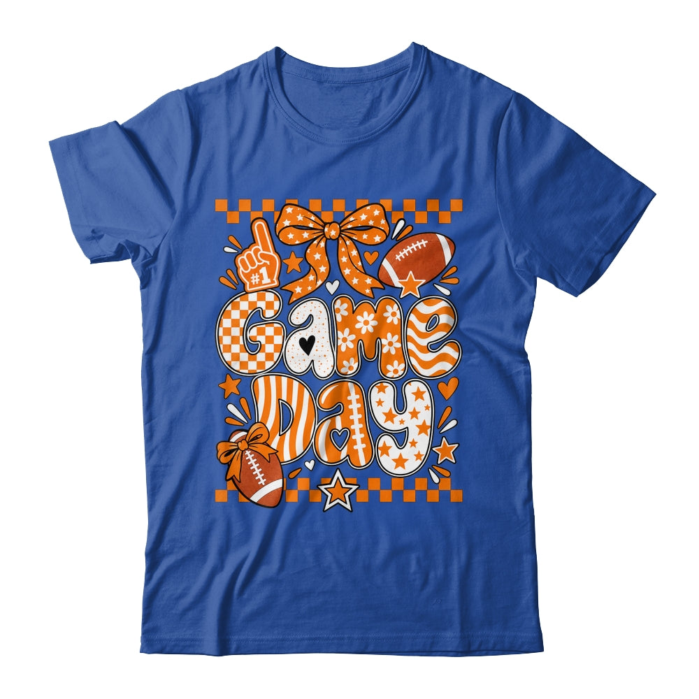 Preppy Game Day Football Girly Bow Team Spirit Girls Orange Shirt & Hoodie | siriusteestore