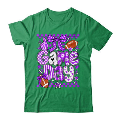Preppy Game Day Football Girly Bow Team Spirit Girls Purple Shirt & Hoodie | siriusteestore