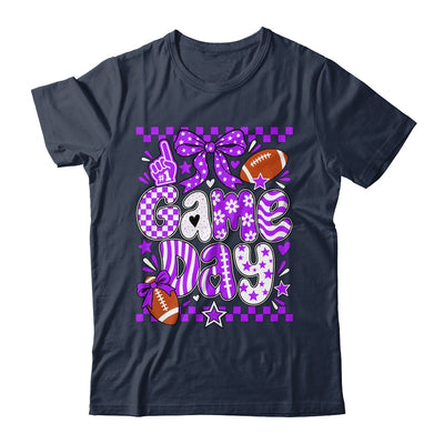 Preppy Game Day Football Girly Bow Team Spirit Girls Purple Shirt & Hoodie | siriusteestore