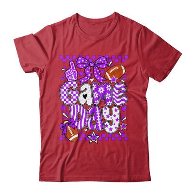 Preppy Game Day Football Girly Bow Team Spirit Girls Purple Shirt & Hoodie | siriusteestore