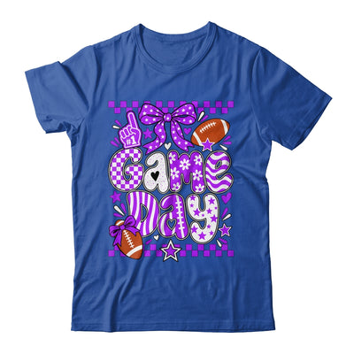Preppy Game Day Football Girly Bow Team Spirit Girls Purple Shirt & Hoodie | siriusteestore