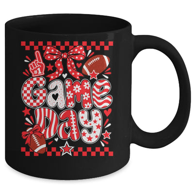Preppy Game Day Football Girly Bow Team Spirit Girls Red Mug | siriusteestore