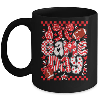 Preppy Game Day Football Girly Bow Team Spirit Girls Red Mug | siriusteestore
