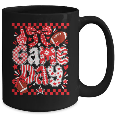 Preppy Game Day Football Girly Bow Team Spirit Girls Red Mug | siriusteestore