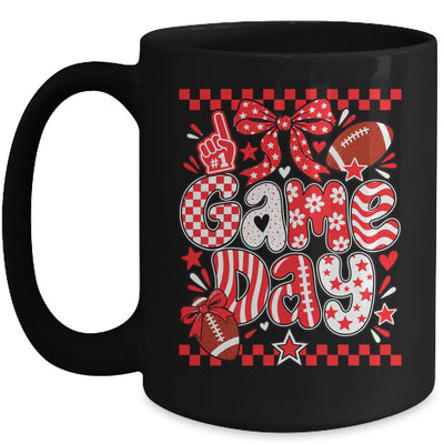 Preppy Game Day Football Girly Bow Team Spirit Girls Red Mug | siriusteestore