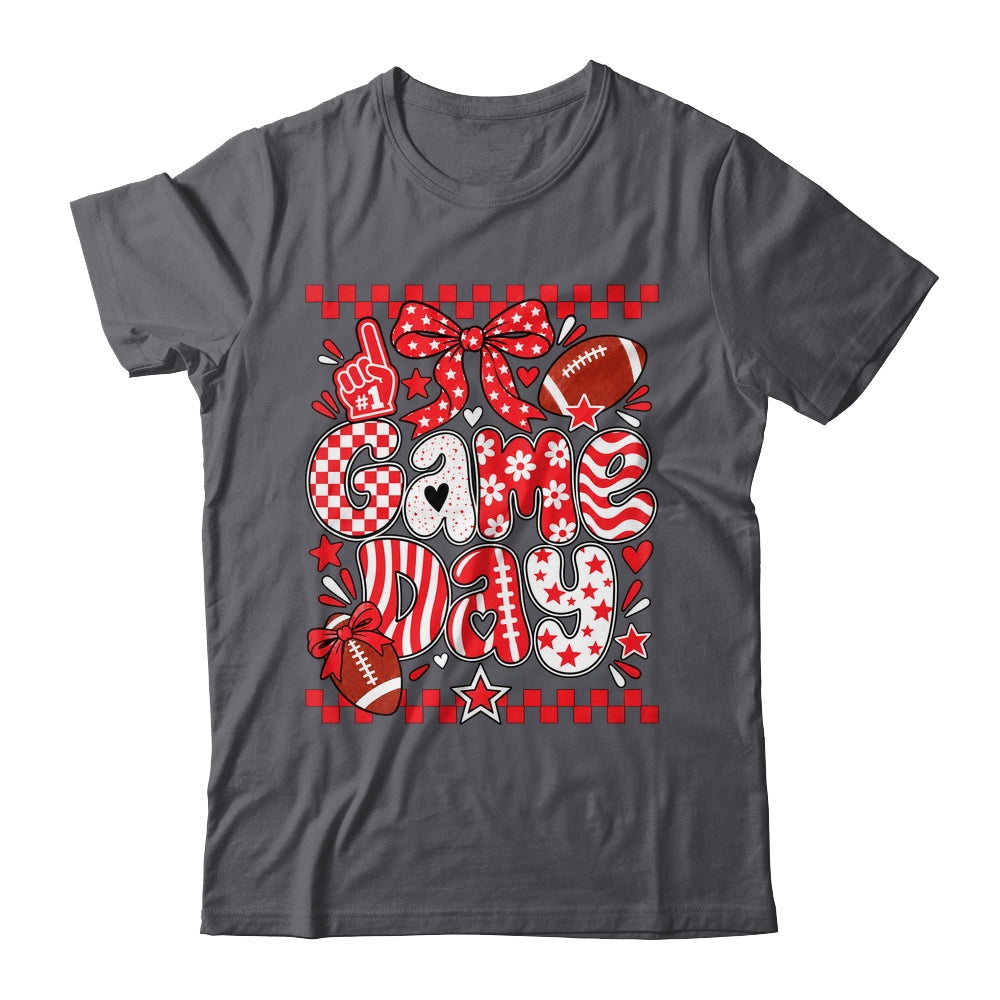 Preppy Game Day Football Girly Bow Team Spirit Girls Red Shirt & Hoodie | siriusteestore