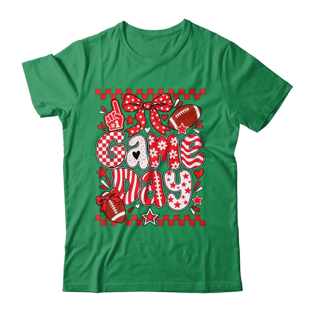 Preppy Game Day Football Girly Bow Team Spirit Girls Red Shirt & Hoodie | siriusteestore