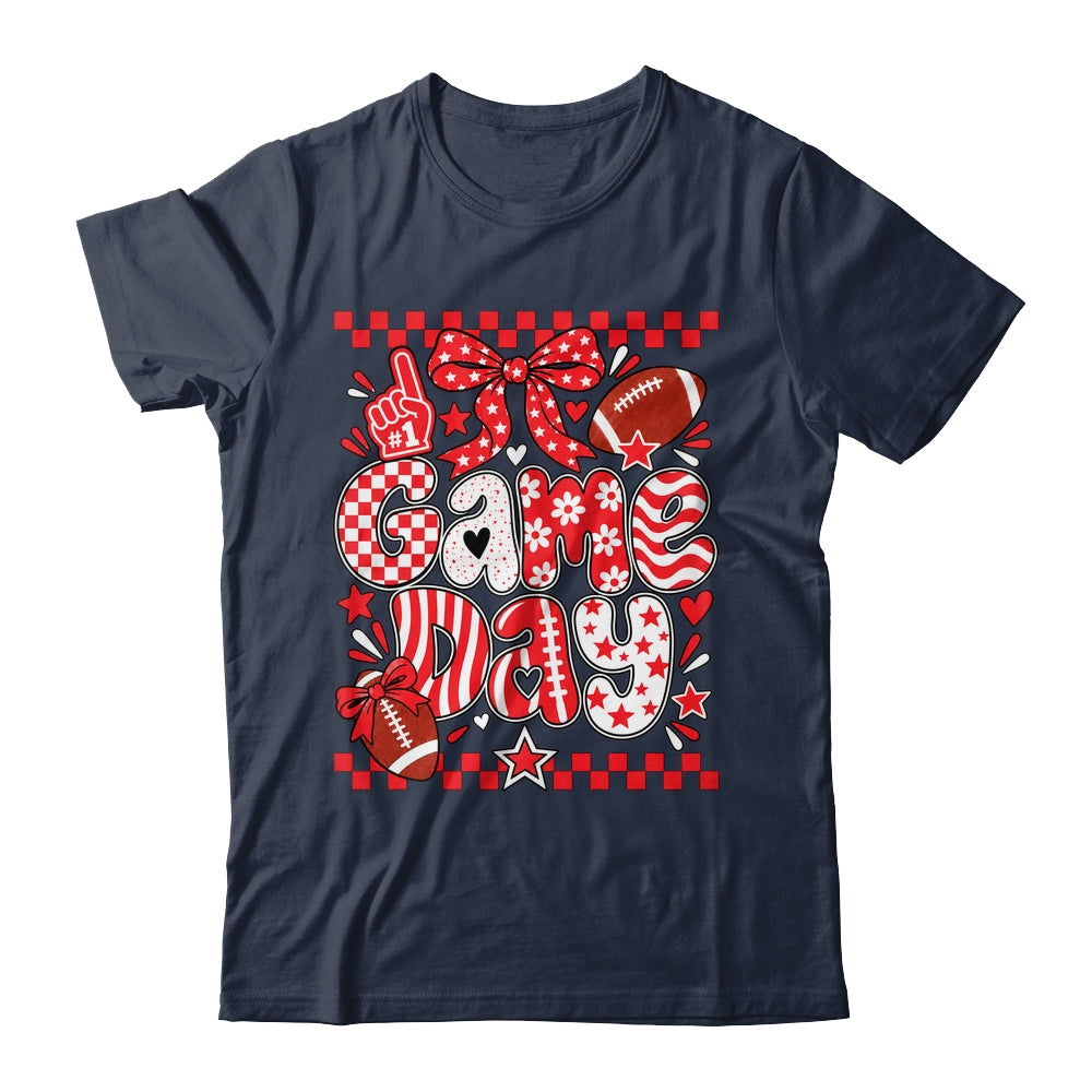 Preppy Game Day Football Girly Bow Team Spirit Girls Red Shirt & Hoodie | siriusteestore