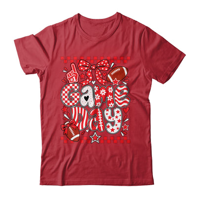 Preppy Game Day Football Girly Bow Team Spirit Girls Red Shirt & Hoodie | siriusteestore