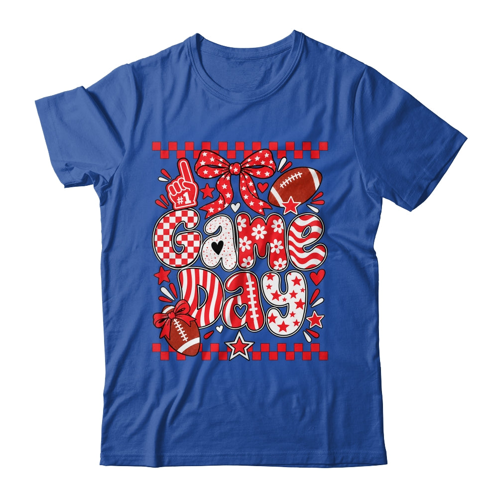 Preppy Game Day Football Girly Bow Team Spirit Girls Red Shirt & Hoodie | siriusteestore