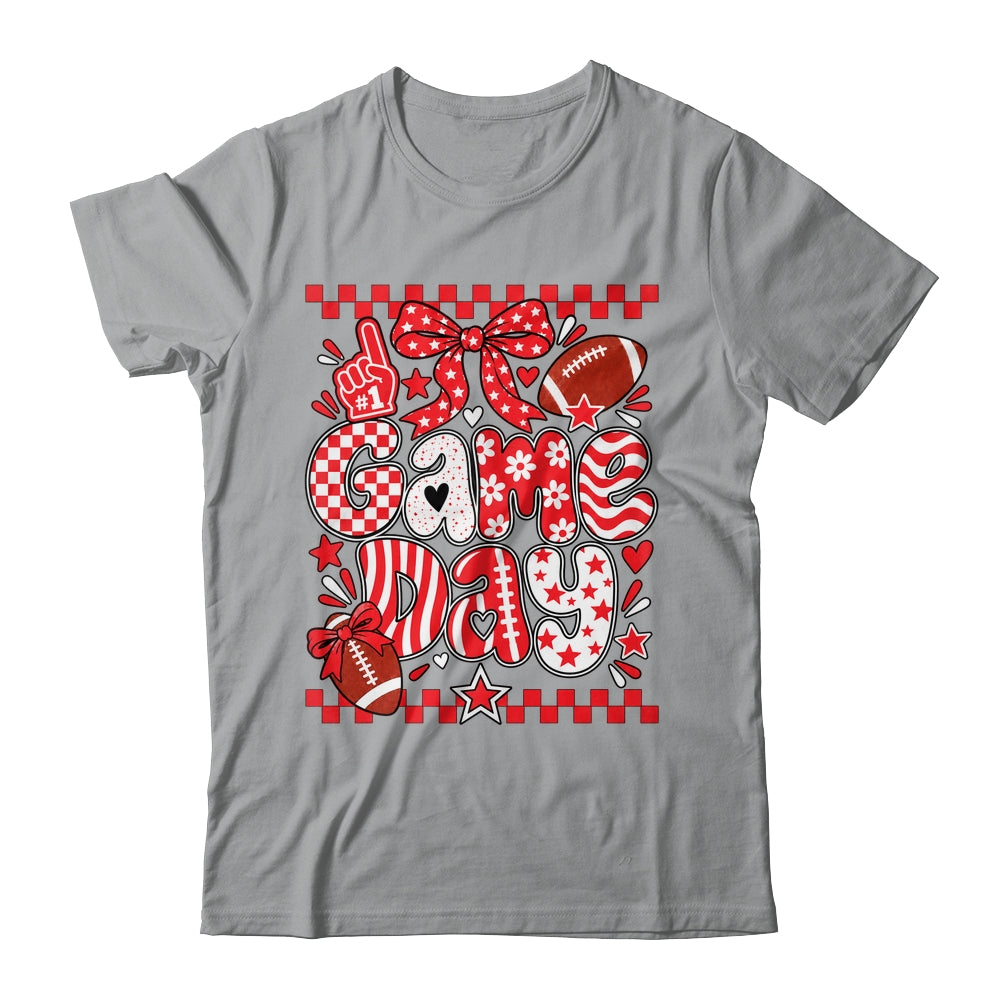 Preppy Game Day Football Girly Bow Team Spirit Girls Red Shirt & Hoodie | siriusteestore
