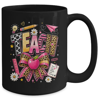 Preppy Leopard Teach Coquette Bow Leopard Back To School Mug | siriusteestore