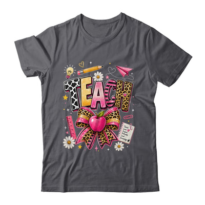 Preppy Leopard Teach Coquette Bow Leopard Back To School Shirt & Hoodie | siriusteestore