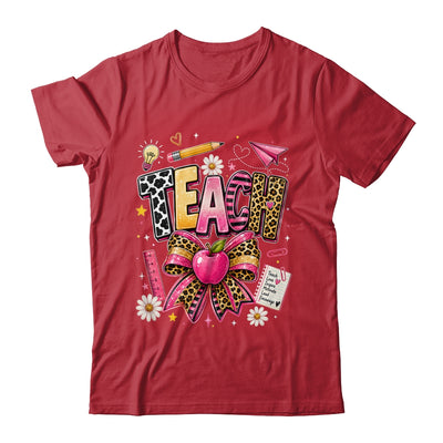 Preppy Leopard Teach Coquette Bow Leopard Back To School Shirt & Hoodie | siriusteestore