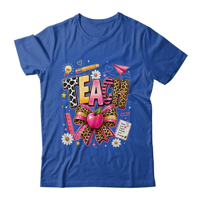 Preppy Leopard Teach Coquette Bow Leopard Back To School Shirt & Hoodie | siriusteestore