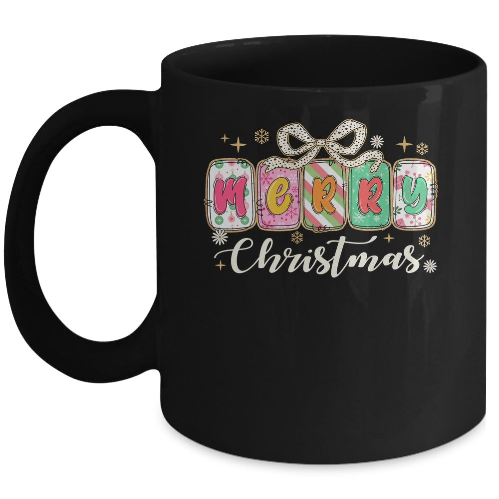 Preppy Merry Christmas Girly Xmas Cute Coquette Bow Girl Mug | siriusteestore