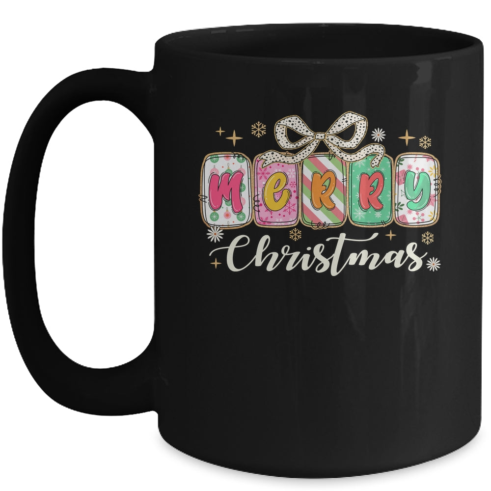 Preppy Merry Christmas Girly Xmas Cute Coquette Bow Girl Mug | siriusteestore