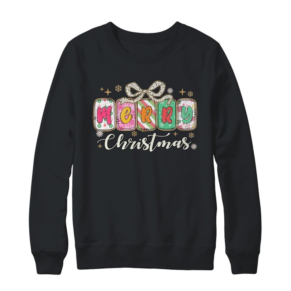 Preppy Merry Christmas Girly Xmas Cute Coquette Bow Girl Shirt & Sweatshirt | siriusteestore