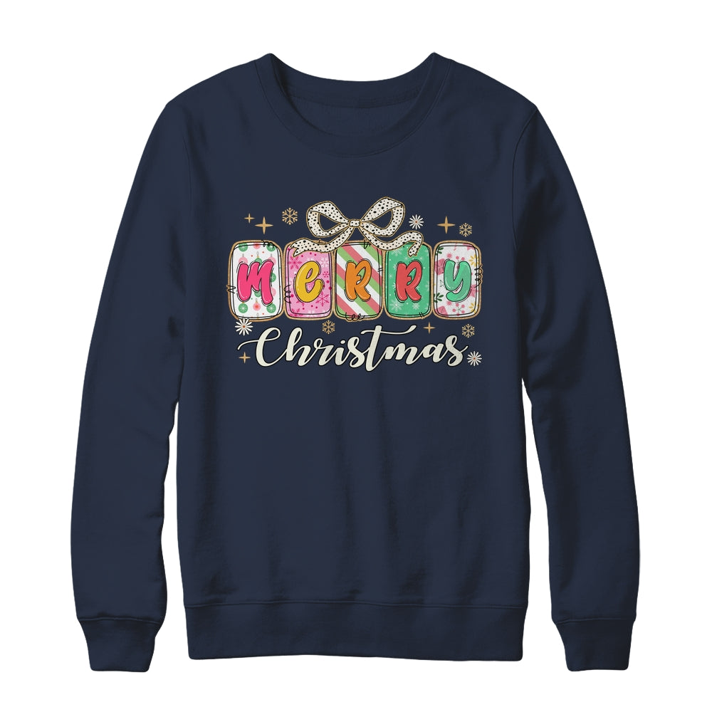 Preppy Merry Christmas Girly Xmas Cute Coquette Bow Girl Shirt & Sweatshirt | siriusteestore
