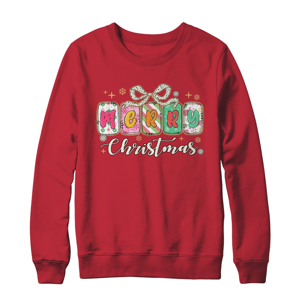 Preppy Merry Christmas Girly Xmas Cute Coquette Bow Girl Shirt & Sweatshirt | siriusteestore