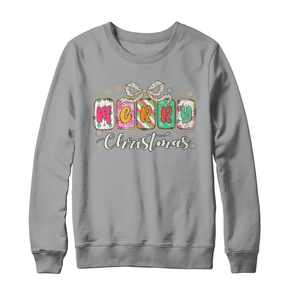 Preppy Merry Christmas Girly Xmas Cute Coquette Bow Girl Shirt & Sweatshirt | siriusteestore
