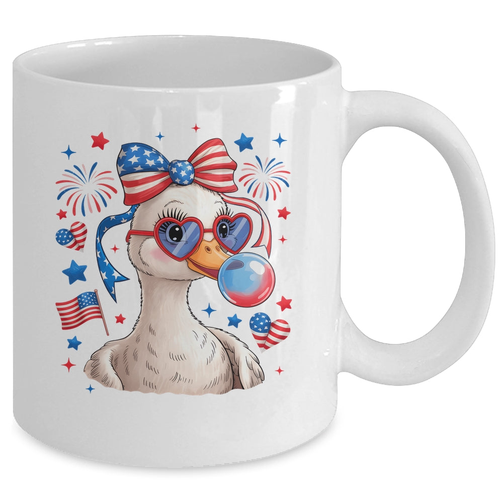 Preppy Patriotic Goose Coquette 4th Of July American Duck Mug | siriusteestore