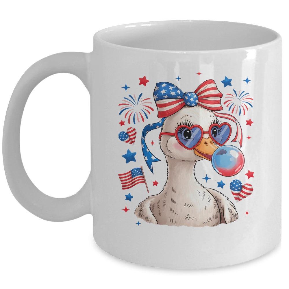 Preppy Patriotic Goose Coquette 4th Of July American Duck Mug | siriusteestore