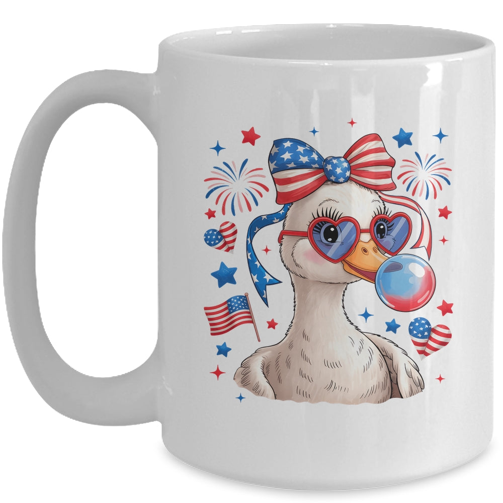 Preppy Patriotic Goose Coquette 4th Of July American Duck Mug | siriusteestore