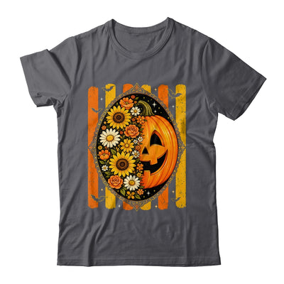 Preppy Pumpkin Floral Fall Autumn Design Striped Halloween Shirt & Sweatshirt | siriusteestore