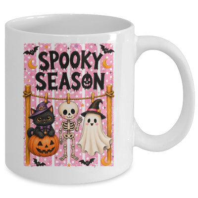 Preppy Spooky Season Coquette Skeleton Ghost Cat Halloween Mug | siriusteestore