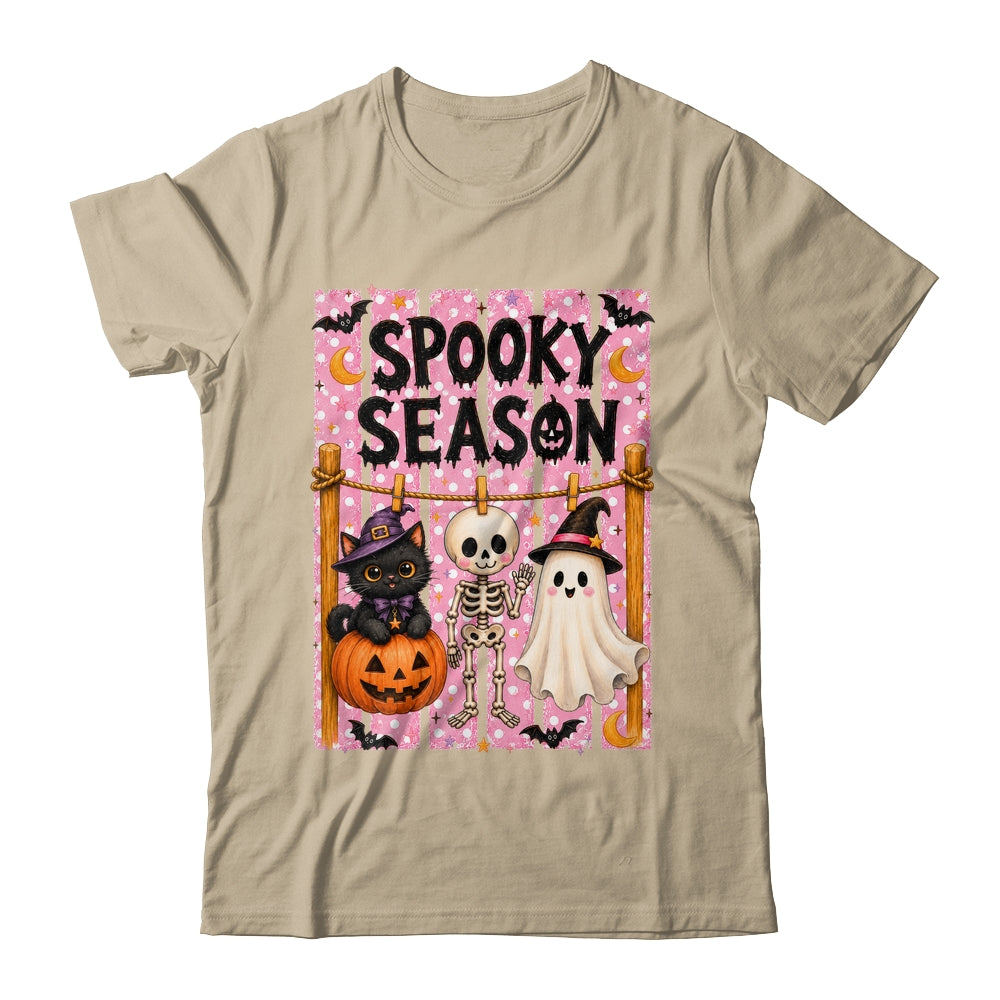 Preppy Spooky Season Coquette Skeleton Ghost Cat Halloween Shirt & Sweatshirt | siriusteestore