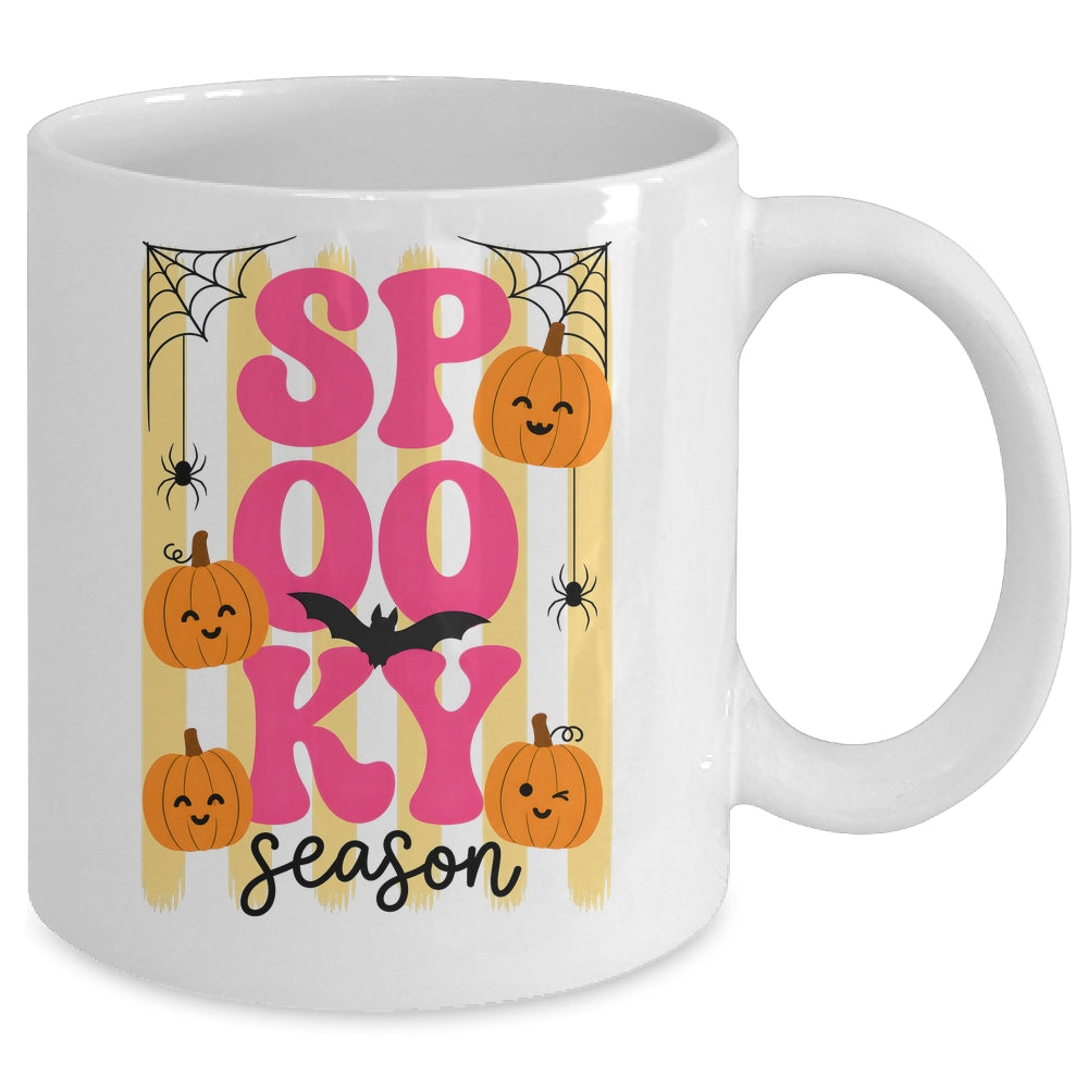 Preppy Spooky Season Fall Design Girly Halloween Striped Mug | siriusteestore