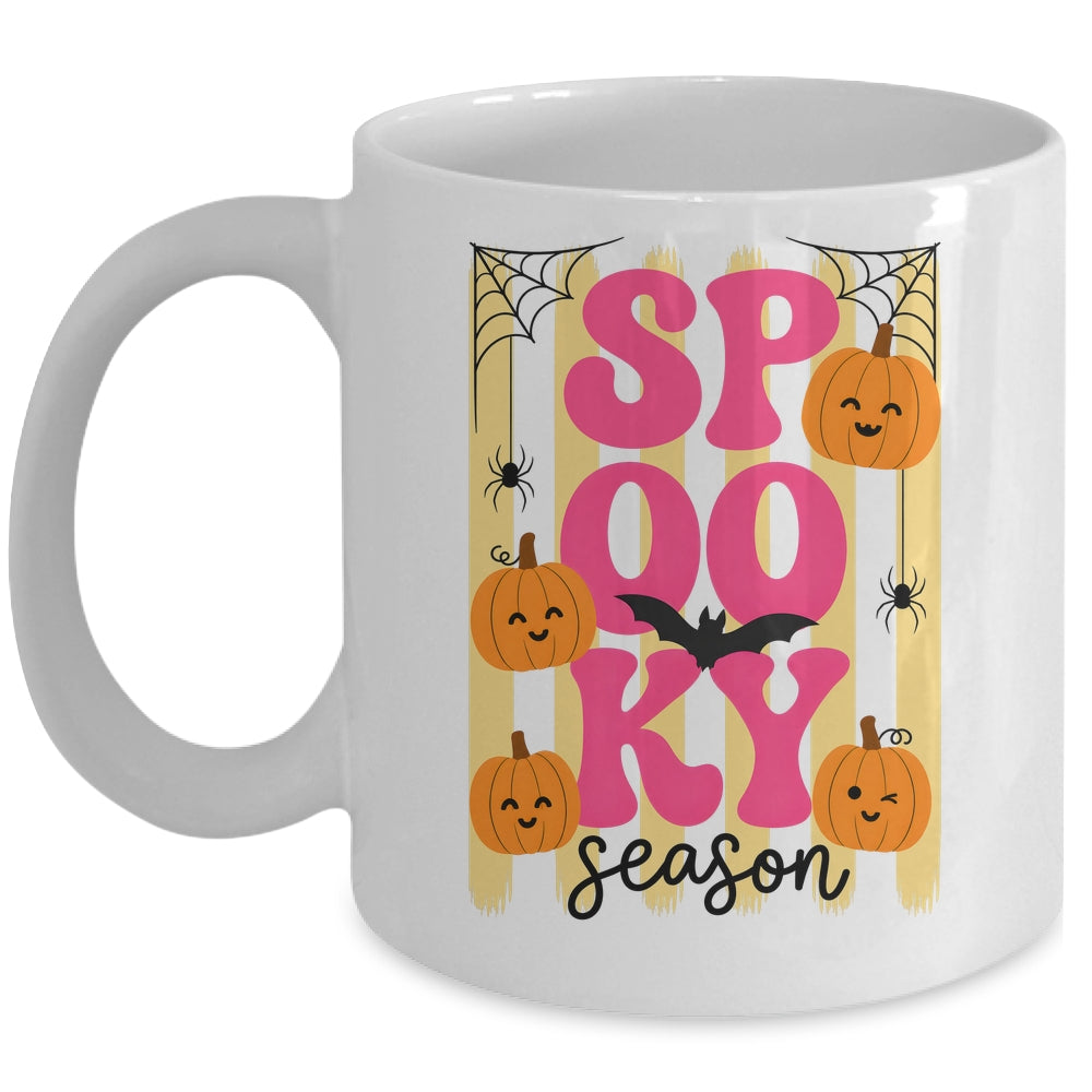 Preppy Spooky Season Fall Design Girly Halloween Striped Mug | siriusteestore