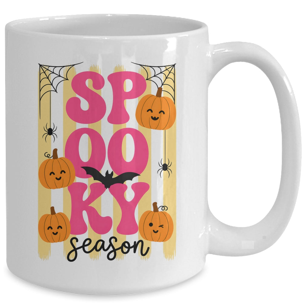 Preppy Spooky Season Fall Design Girly Halloween Striped Mug | siriusteestore