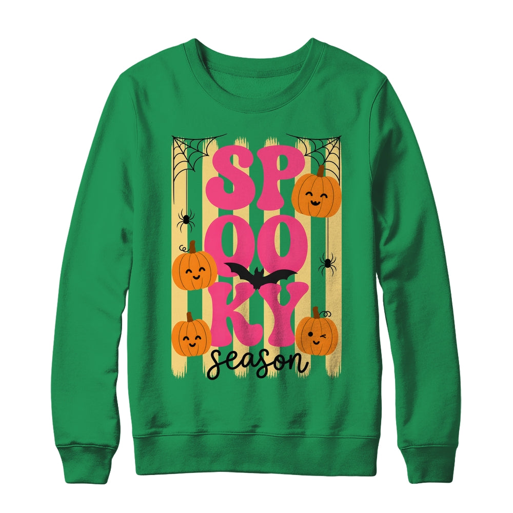 Preppy Spooky Season Fall Design Girly Halloween Striped Shirt & Sweatshirt | siriusteestore