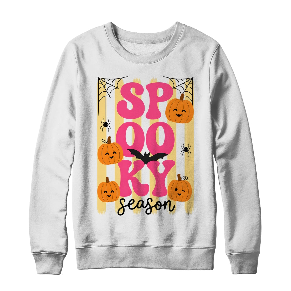 Preppy Spooky Season Fall Design Girly Halloween Striped Shirt & Sweatshirt | siriusteestore