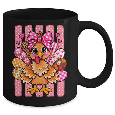Preppy Thanksgiving Turkey Coquette Autumn Striped Leopard Mug | siriusteestore