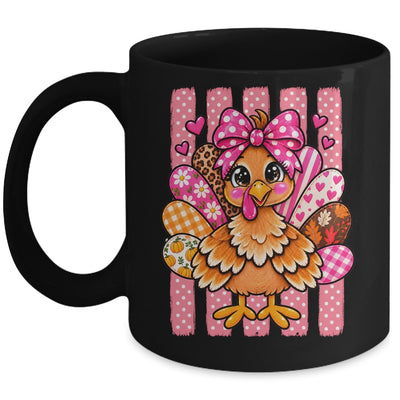 Preppy Thanksgiving Turkey Coquette Autumn Striped Leopard Mug | siriusteestore