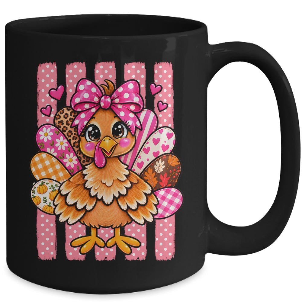 Preppy Thanksgiving Turkey Coquette Autumn Striped Leopard Mug | siriusteestore