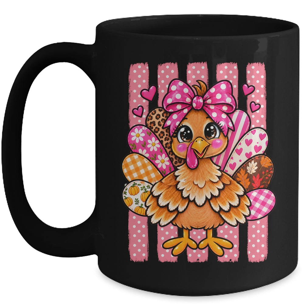 Preppy Thanksgiving Turkey Coquette Autumn Striped Leopard Mug | siriusteestore