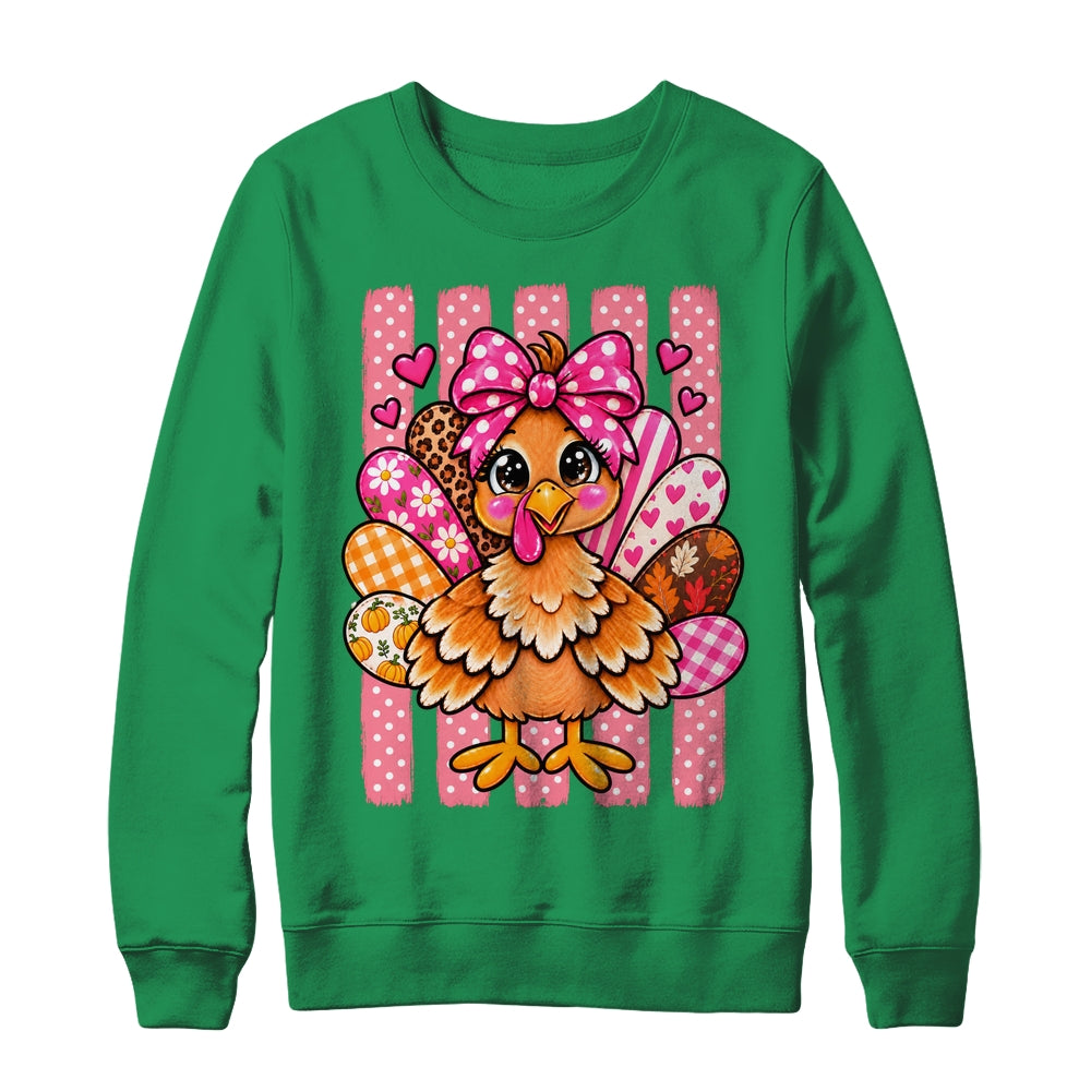 Preppy Thanksgiving Turkey Coquette Autumn Striped Leopard Shirt & Sweatshirt | siriusteestore