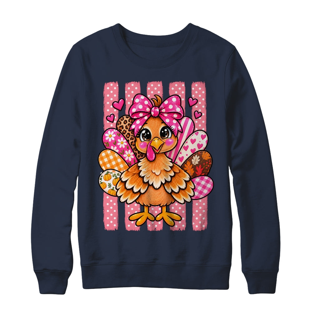 Preppy Thanksgiving Turkey Coquette Autumn Striped Leopard Shirt & Sweatshirt | siriusteestore