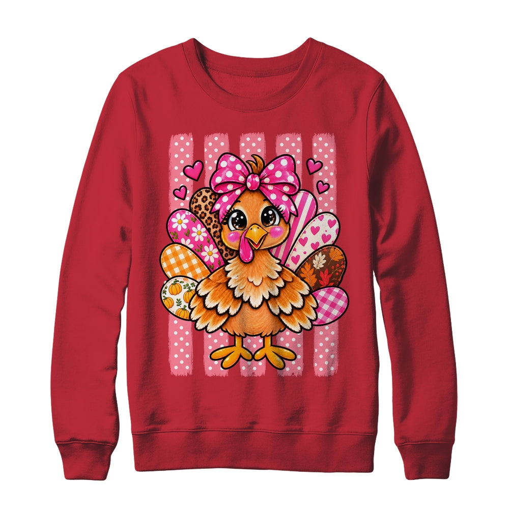 Preppy Thanksgiving Turkey Coquette Autumn Striped Leopard Shirt & Sweatshirt | siriusteestore