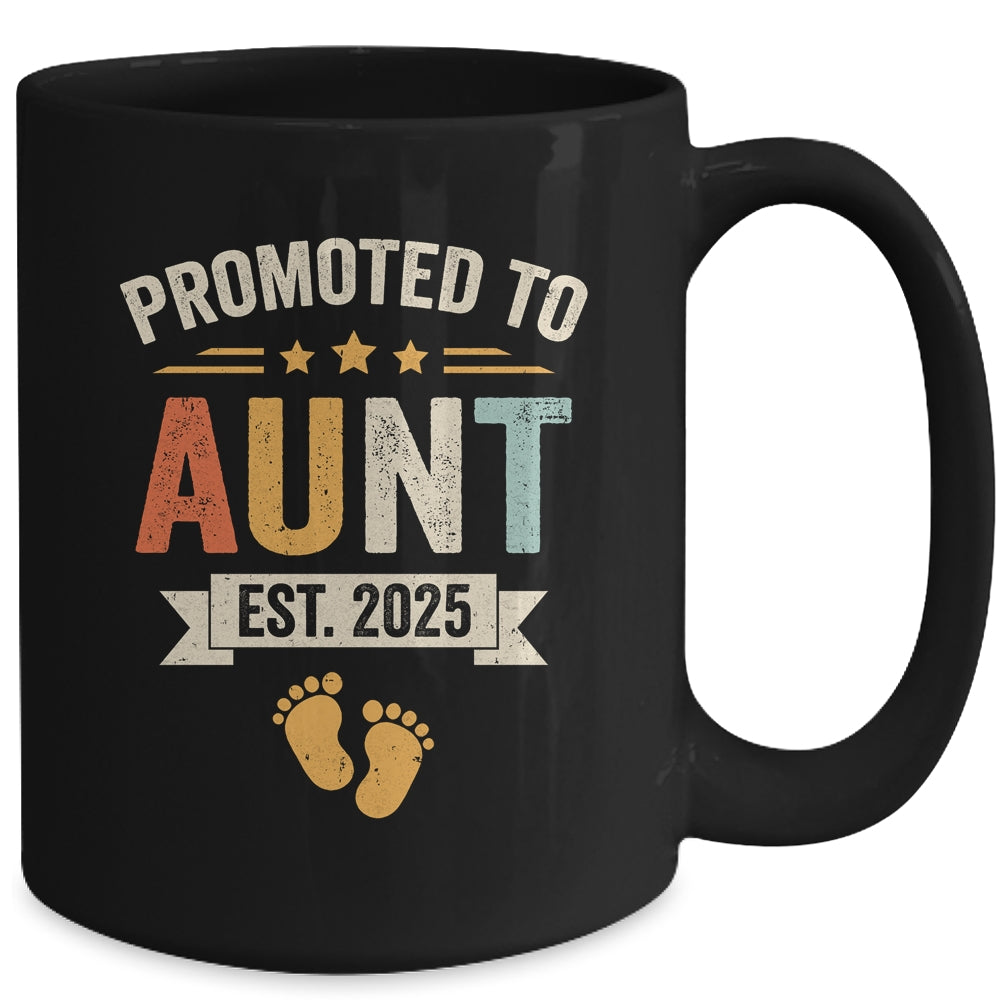 Promoted To Aunt 2025 Retro Soon To Be Aunt Est 2025 Mug | siriusteestore