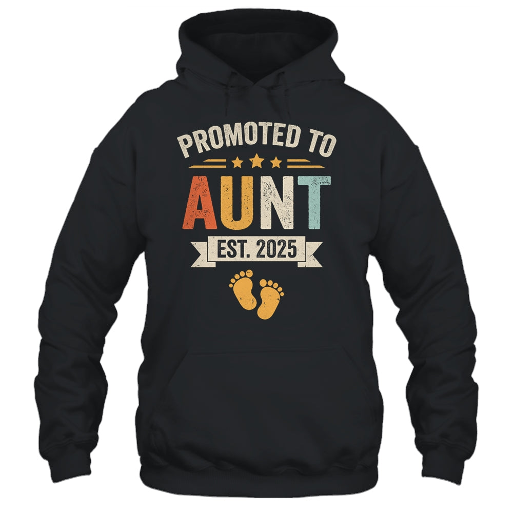 Promoted To Aunt 2025 Retro Soon To Be Aunt Est 2025 Shirt & Hoodie | siriusteestore